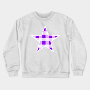 Purple and White Buffalo Plaid Star Crewneck Sweatshirt